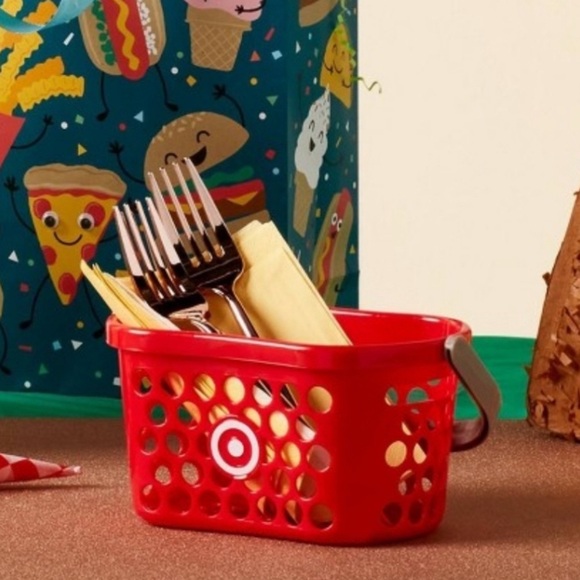 Target Red Basket with Tan Handle mini New - Picture 4 of 4